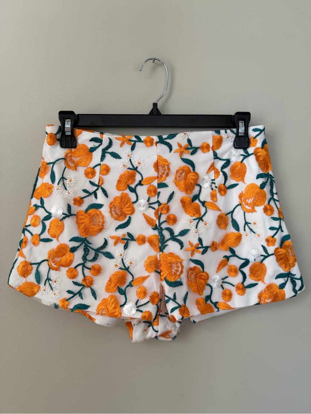 Luxxel Orange and White Floral Shorts